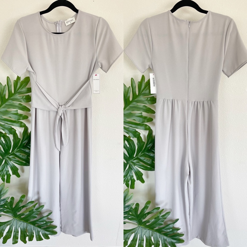 NWT Red Dress Story Grey Tie Waist Jumpsuit Small